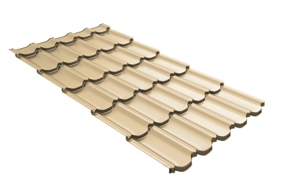Металлочерепица квинта плюс с 3D резом 0,45 PE RAL 1014 слоновая кость купить в Новотроицке