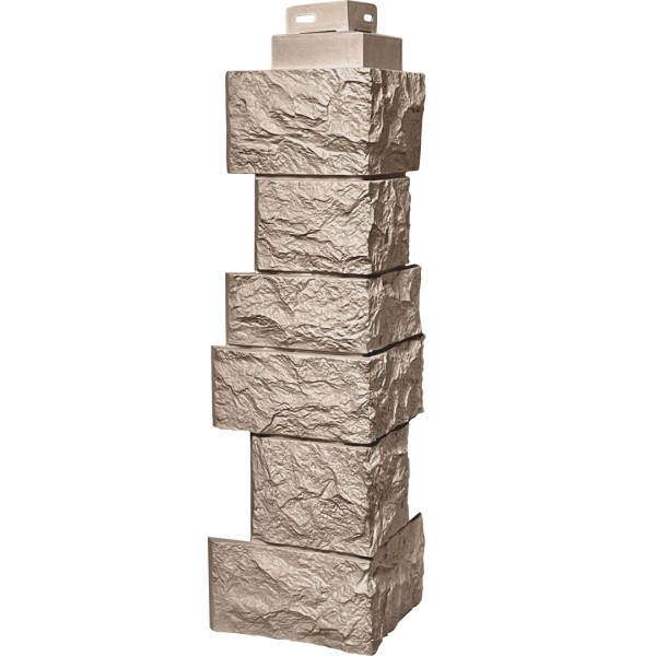 Цокольный сайдинг FineBer – Серия “Дикий камень”, Угол наружный, Песочный...  купить в Новотроицке