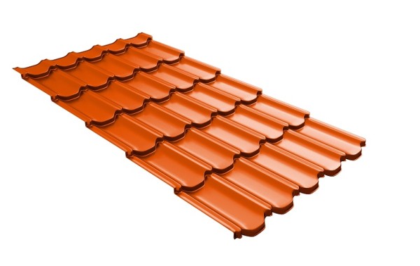 Металлочерепица квинта плюс с 3D резом 0,45 PE RAL 2004 оранжевый купить в Новотроицке