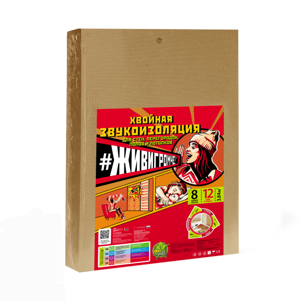 Хвойная звукоизоляция под гипсокартон #ЖИВИГРОМЧЕ! 800х600х12 мм (3,84м2) купить в Новотроицке
