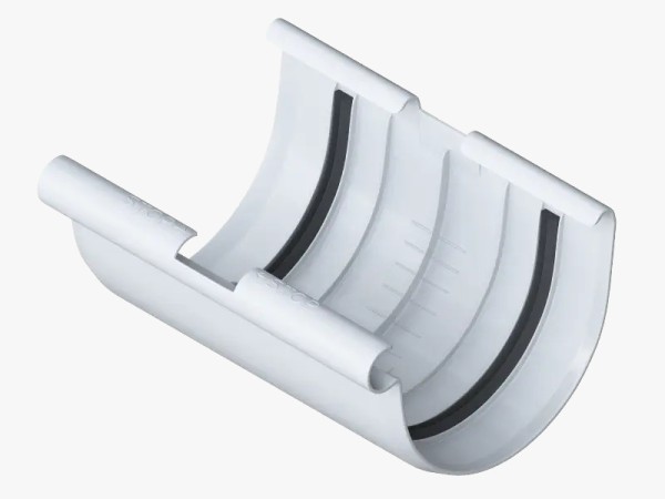 Водосток Альта-Профиль ПВХ – Соединитель желоба (белый) купить в Новотроицке