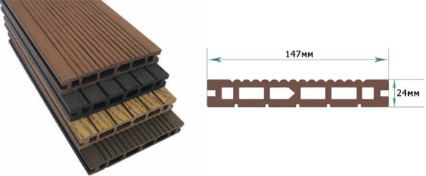 Террасная доска из ДПК Terrapol Классик Пустотелая с пазом купить в Новотроицке
