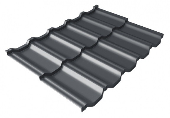 Металлочерепица модульная Квинта Uno Grand Line c 3D резом 0,5 Satin Мatt RAL 7024 мокрый асфальт купить в Новотроицке