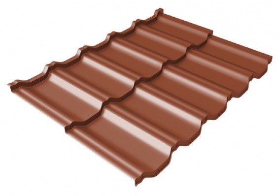 Металлочерепица модульная Квинта Uno Grand Line c 3D резом 0,5 Satin Мatt RAL 8004 терракота купить в Новотроицке