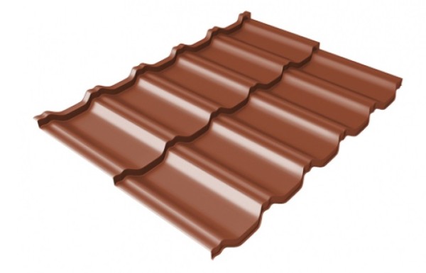 Металлочерепица модульная Квинта Uno Grand Line c 3D резом 0,45 PE RAL 8004 терракота купить в Новотроицке
