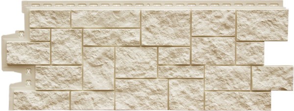 Фасадная панель Grand Line Дикий камень Стандарт молочный купить в Новотроицке