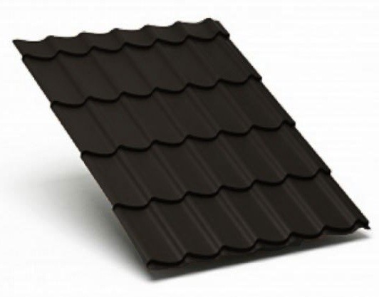 Металлочерепица Металл Профиль матовый полиэстр Valori 0,5 сталь RR 32 темно-коричневый купить в Новотроицке