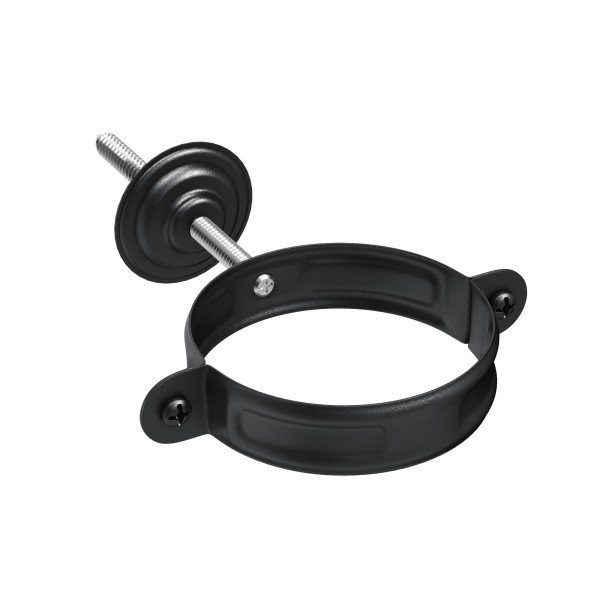 Водосток Aquasistem, система 125x90 - Комплект крепления трубы RAL 9005 Чёрный купить в Новотроицке